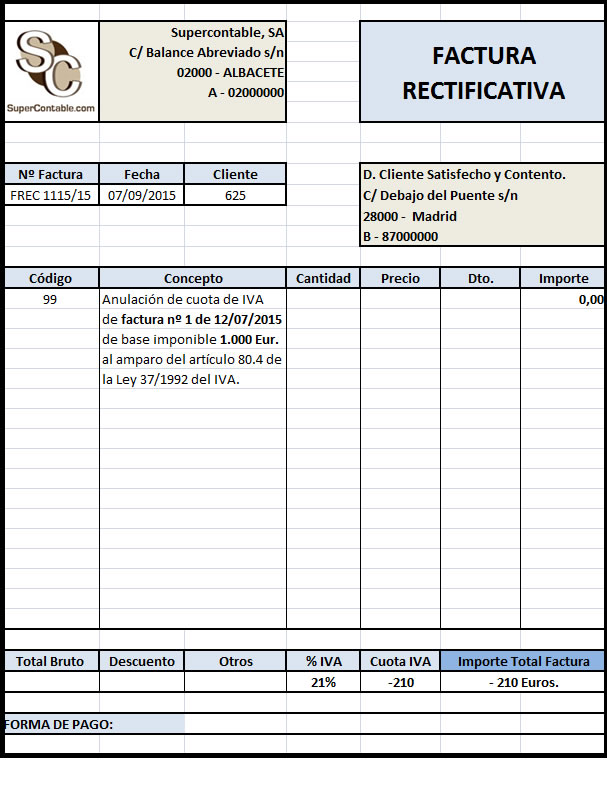 factura rectificativa