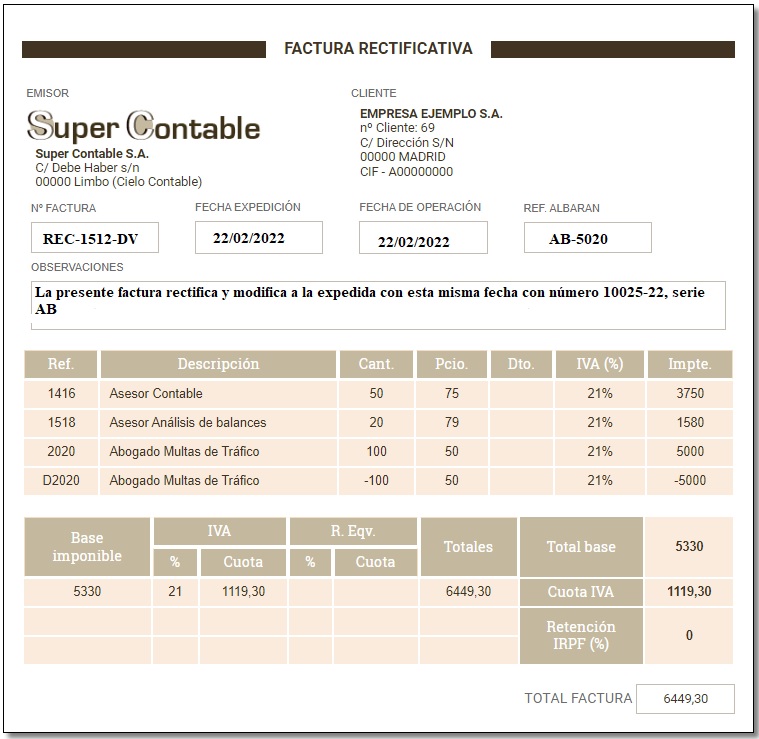 Factura rectificativa 2