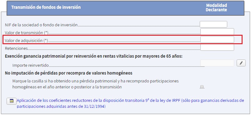 Valor Adquisición