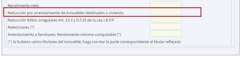 Rendimiento minimo computable arrendamiento familiares 2022